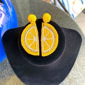 Beaded Lemon Slices Earrings